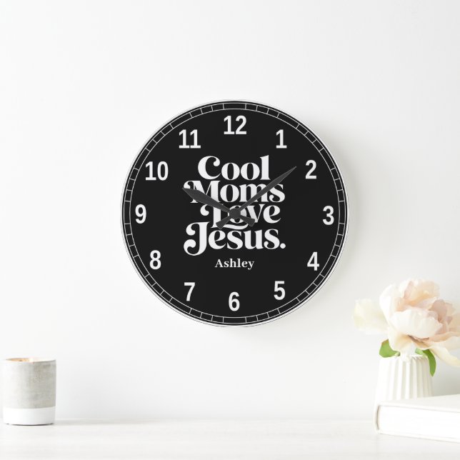 Coole Mütter lieben Jesus Große Wanduhr (Zuhause)