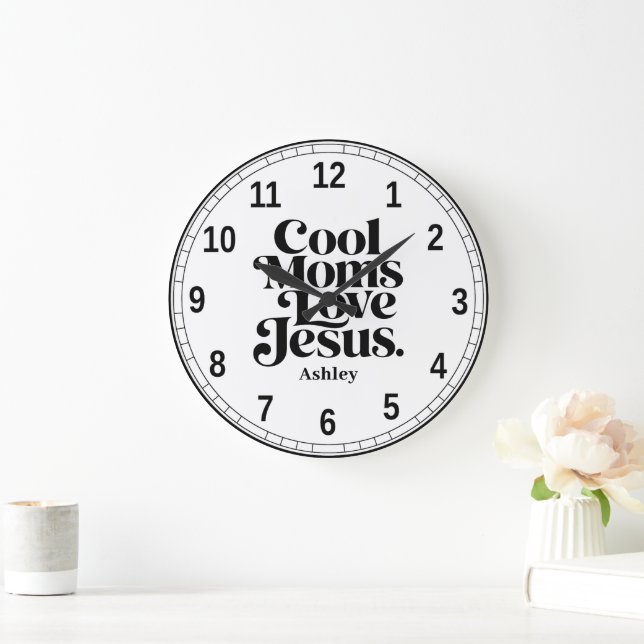 Coole Mütter lieben Jesus Große Wanduhr (Zuhause)