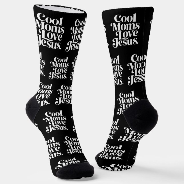 Coole Mütter lieben Jesus Socken (Gewinkelt)