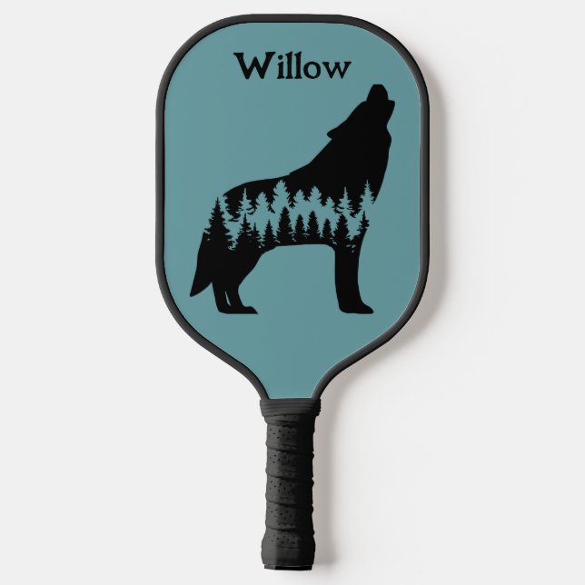 Coole Natur Außenbäume | Wolf Modern Monogram Pickleball Schläger (Rückseite)