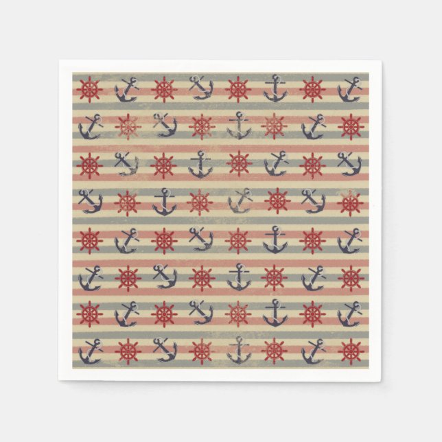 Coole nautische Verankerungen und Lenkräder Serviette (Vorderseite)
