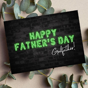 Coole Neon Happy Vatertagskarte für Pate Karte