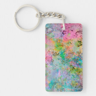 Coole Neonfarben abstraktes Marmorbild Schlüsselanhänger