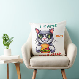 Coole Nerd-Katze mit Hamburger, Käseseburger Kissen