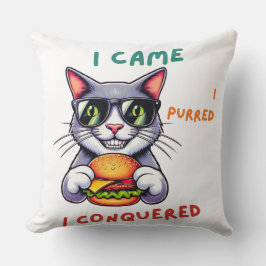 Coole Nerd-Katze mit Hamburger, Käseseburger Kissen