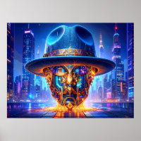 Coole New York City Kunst-Nachtlandschaft Fedora-H