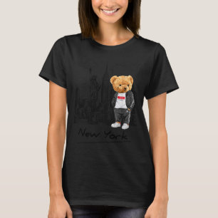 Coole New York City Teddybär-Illustration Grafik T-Shirt