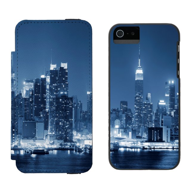 Coole New Yorker City Cool Panorama Night Skyline Incipio iPhone Geldbeutel-Hülle (Seite an Seite)