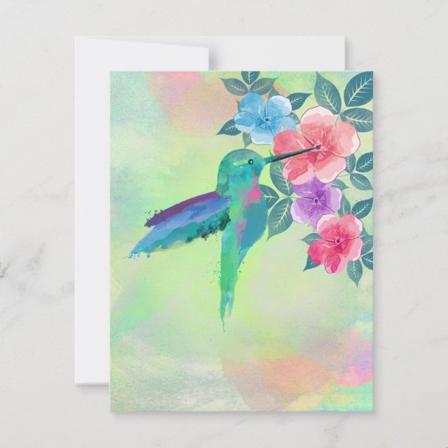 Coole, niedliche Aquarellfarben mit Kolibri (Vorderseite)