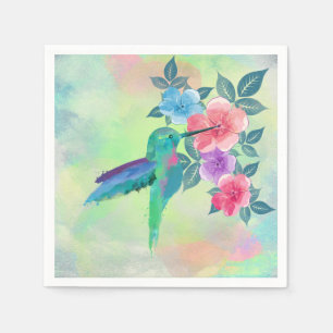 Coole, niedliche Aquarellfarben mit Kolibri Serviette