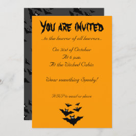 Coole niedliche Fledermäuse Halloween Orange Einla Einladung