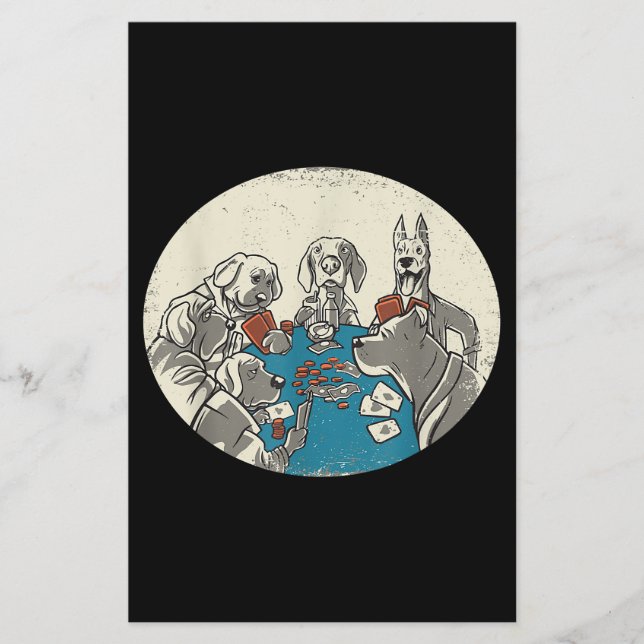 Coole Niedliche Hunde Kartenspielen Poker Texas Ho Flyer (Vorne)