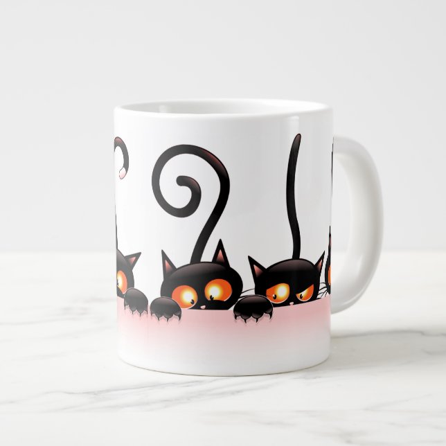 Coole niedliche versteckte Katzen Jumbo-Tasse (Vorderseite Rechts)