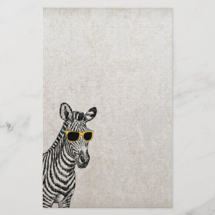 Coole niedliche Zebraskizze mit trendigen Gläsern Briefpapier