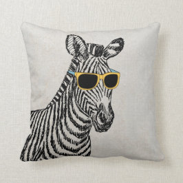 Coole niedliche Zebraskizze mit trendigen Gläsern Kissen