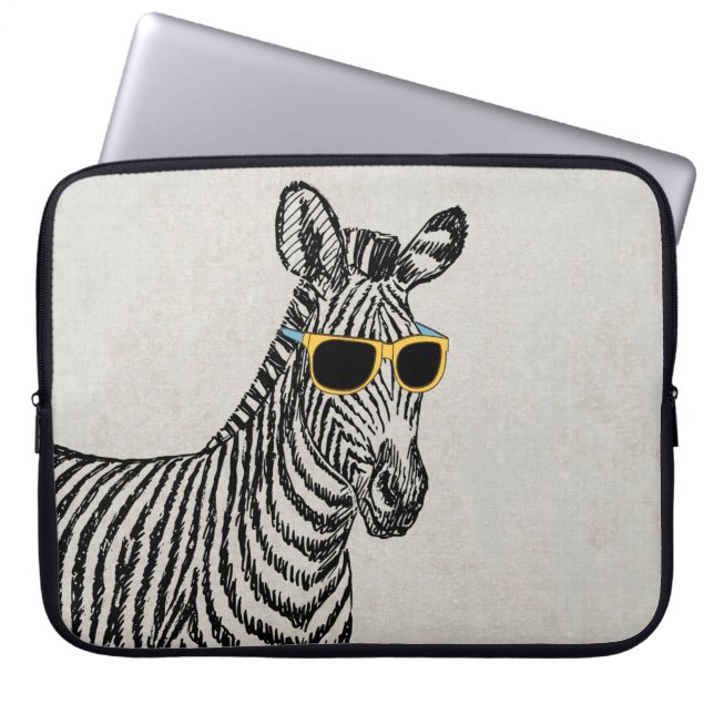 Coole niedliche Zebraskizze mit trendigen Gläsern Laptopschutzhülle (Vorderseite)