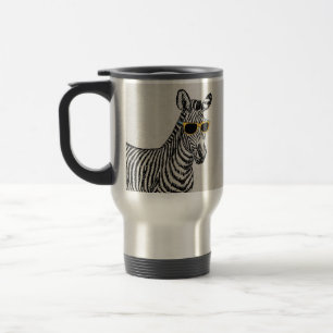 Coole niedliche Zebraskizze mit trendigen Gläsern Reisebecher