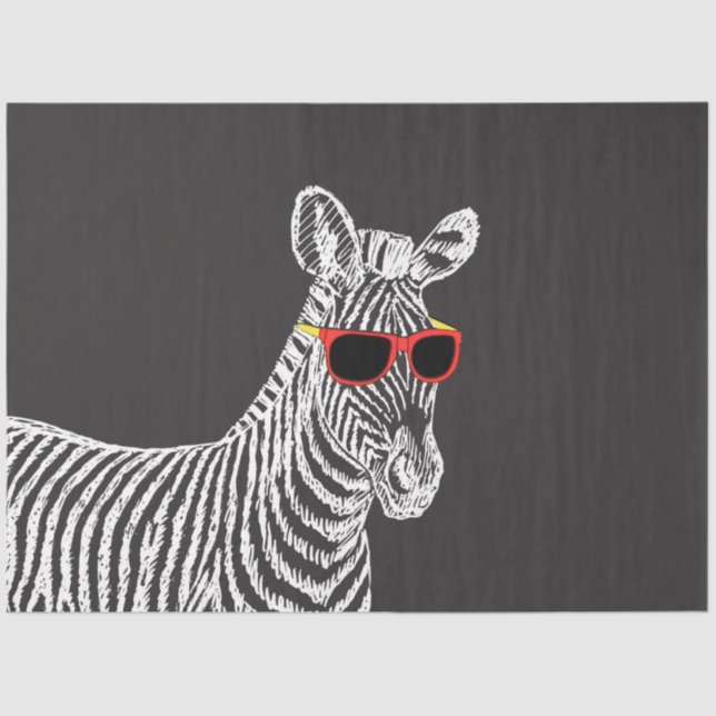 Coole niedliche Zebraweiße Skizze mit Brille Seidenpapier (Vorderseite)
