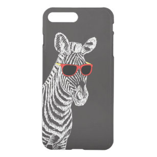 Coole niedliche Zebraweiße Skizze mit Brille iPhone 8 Plus/7 Plus Hülle
