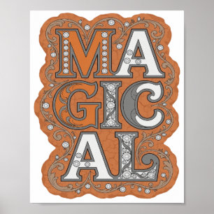 Coole Orange MAGISCHE Zitat Gestaltung Poster