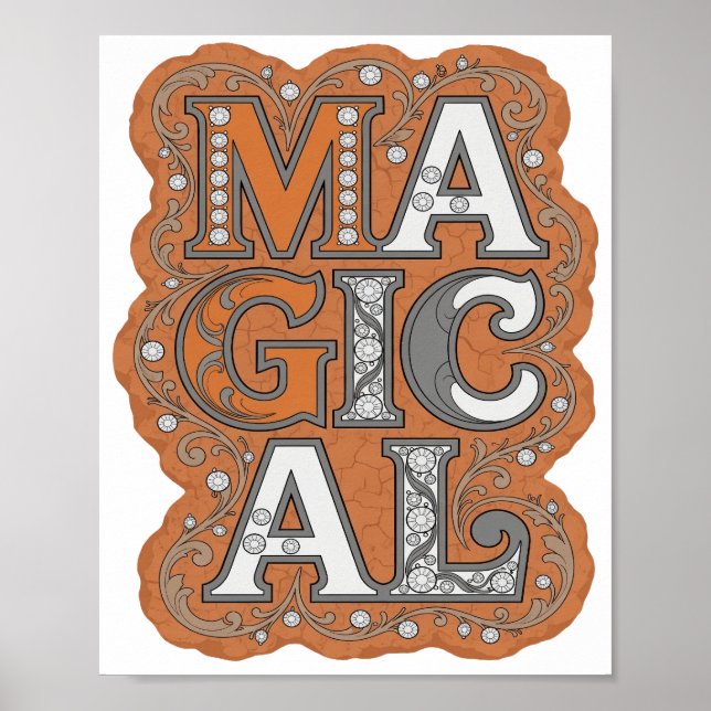Coole Orange MAGISCHE Zitat Gestaltung Poster (Vorne)
