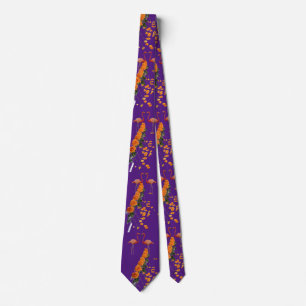 COOLE ORANGE ROSE & FLAMINGO BIRDS LILA NECK TIE KRAWATTE