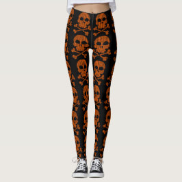 Coole orange Schädel auf schwarzen Leggings für