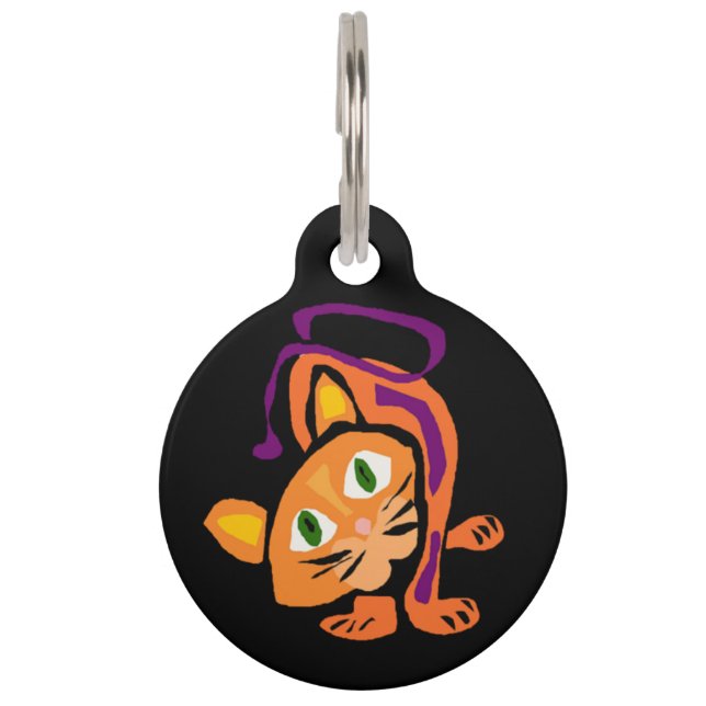 Coole Orange Tiger Haustiermarke (Vorderseite)