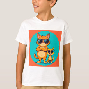 Coole orangefarbene Katzen mit Sonnenbrille, die S T-Shirt