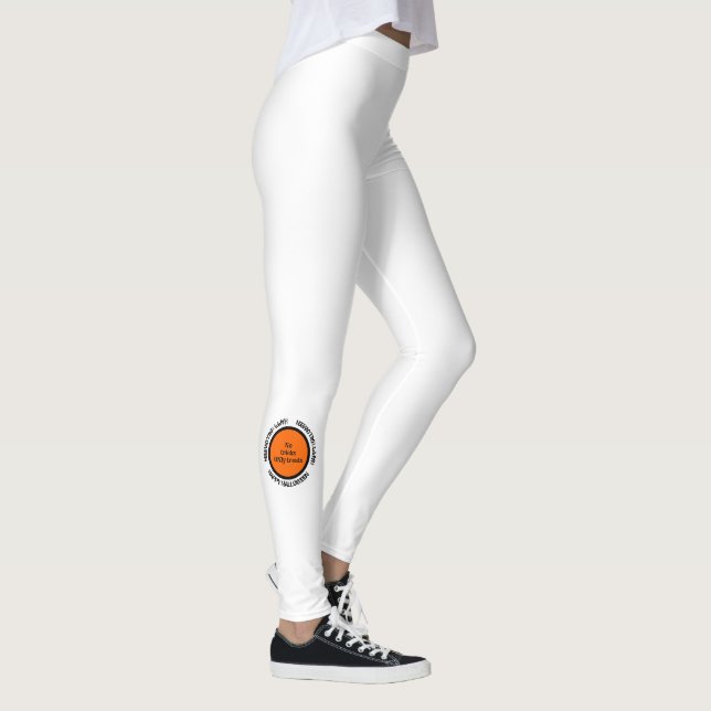 Coole Orangefarbene Typografie Happy Halloween Leggings (Rechts)