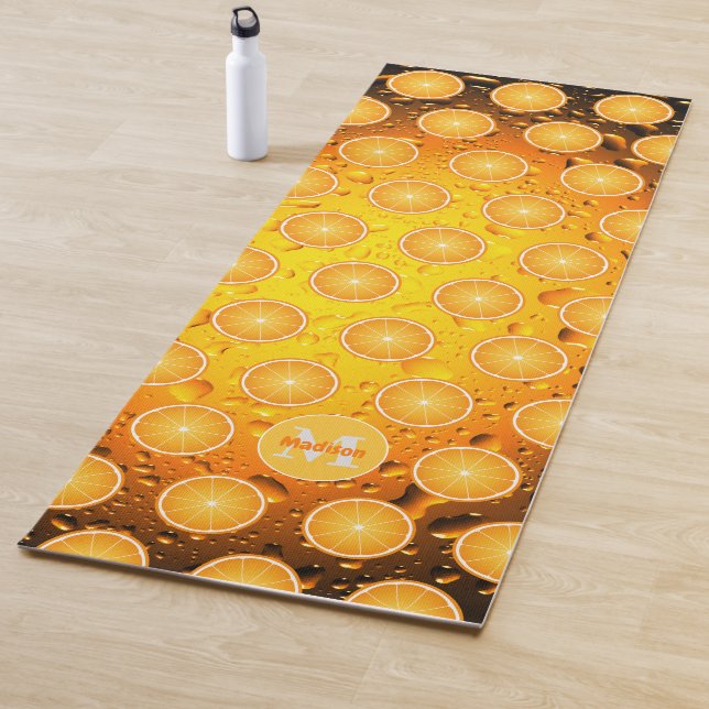 Coole Orangenscheiben Wassertropfen Monogramm Yogamatte (Beispiel)
