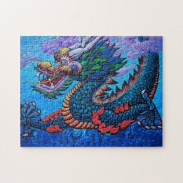 Coole orientalisch-bunt-drachenfarbene Ölmalerei Puzzle