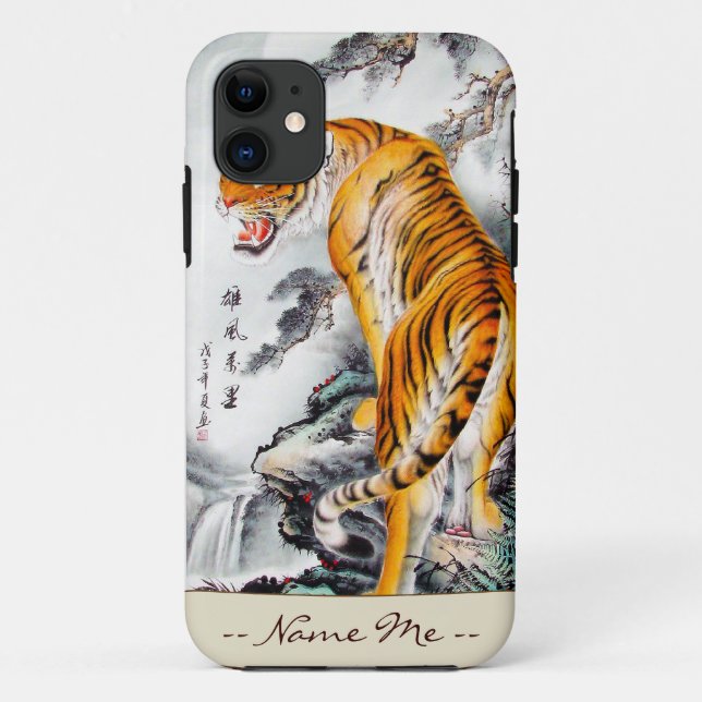Coole orientalische chinesische flaumige Tiger Case-Mate iPhone Hülle (Rückseite)