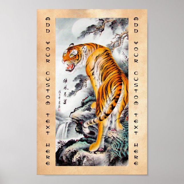 Coole orientalische, flauschige Tigerfarbe Poster (Vorne)