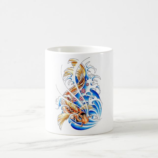 Coole orientalische GoldKoi Kaffeetasse (Mittel)