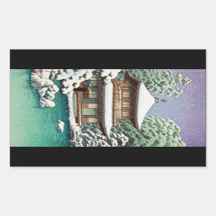 Coole orientalische Japaner Hasui Kawase Rechteckiger Aufkleber
