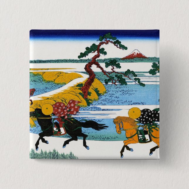 Coole orientalische Japaner Hokusai Fuji Button (Vorderseite)