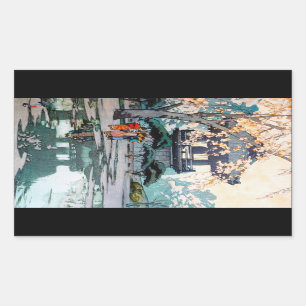 Coole orientalische Japaner-Schreinkunst Hiroshi Rechteckiger Aufkleber