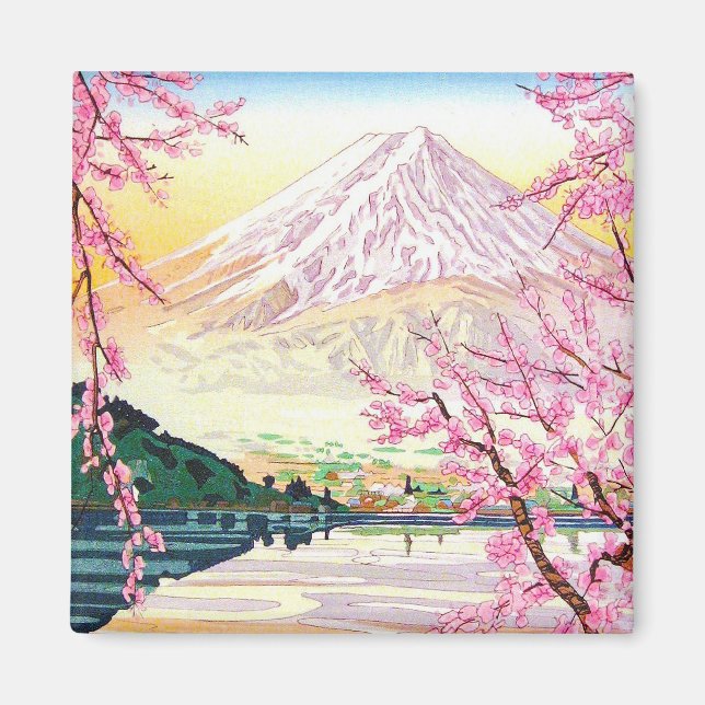 Coole orientalische japanische Fuji Frühlingskirsc Magnet (Vorne)
