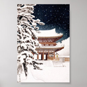 Coole orientalische japanische Hasui Kawase Winter Poster