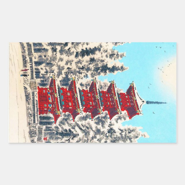 Coole orientalische japanische Klassik Rechteckiger Aufkleber (Vorderseite)