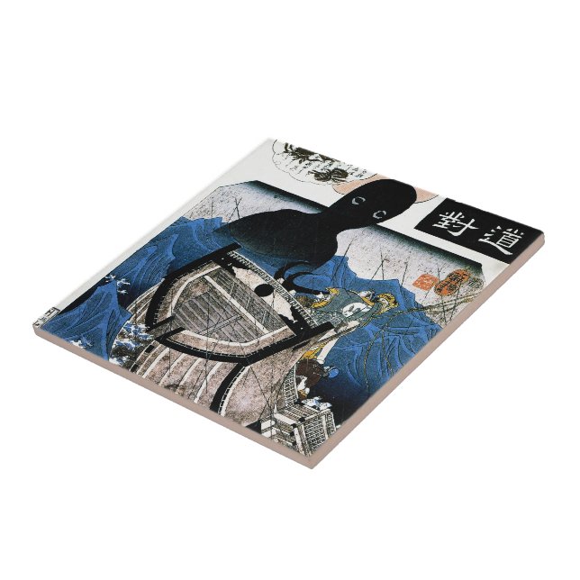 Coole orientalische japanische Meeressäugekunst Fliese (Seite)