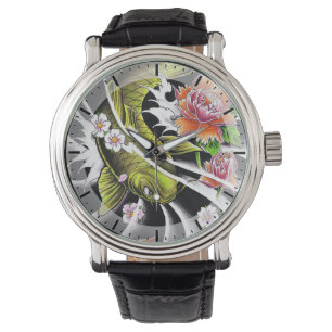 Coole orientalische japanische schwarze Tinte Armbanduhr