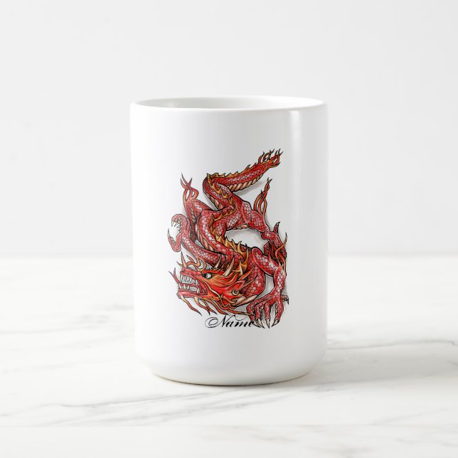 Coole orientalische rote Drache-Tätowierung Tasse (Mittel)