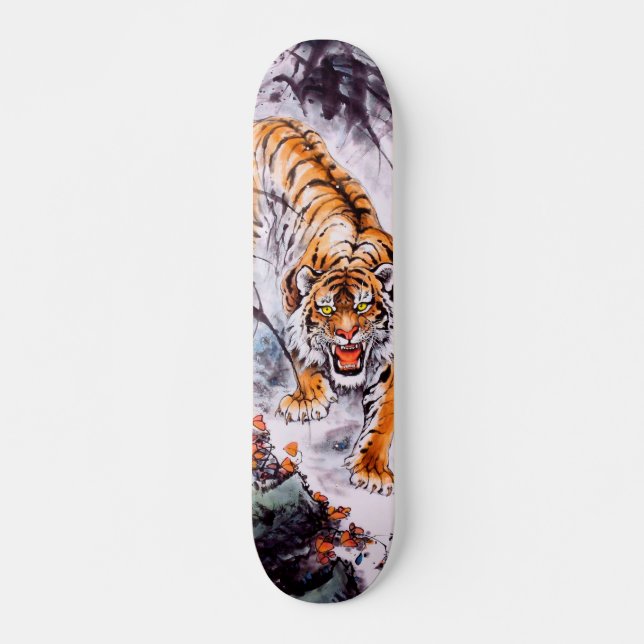 Coole orientalische Sumi-e-tiger Malkunst Skateboard (Vorne)