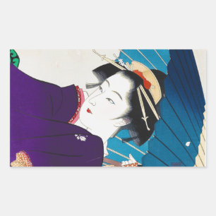 Coole orientalische Takane Koko Geisha mit Schirm Rechteckiger Aufkleber