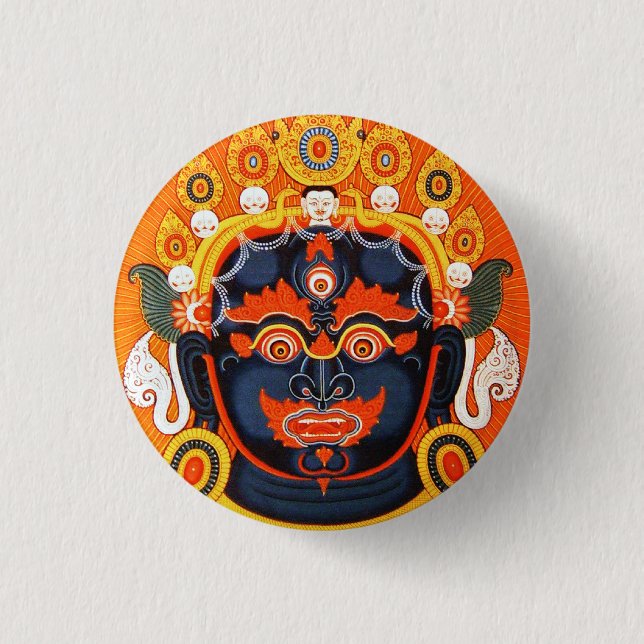 Coole orientalische Thangka Bhairava Tattoo Art Button (Vorderseite)