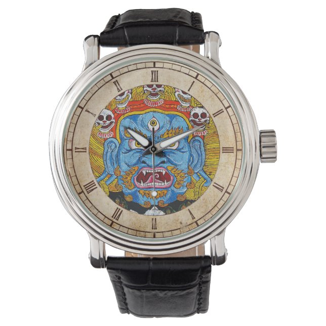 Coole orientalische Thangka Gott Tattookunst Armbanduhr (Vorderseite)