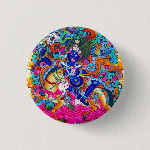 Coole orientalische tibetanische thangka button