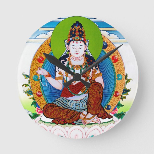 Coole orientalische tibetanische thangka runde wanduhr (Vorderseite)
